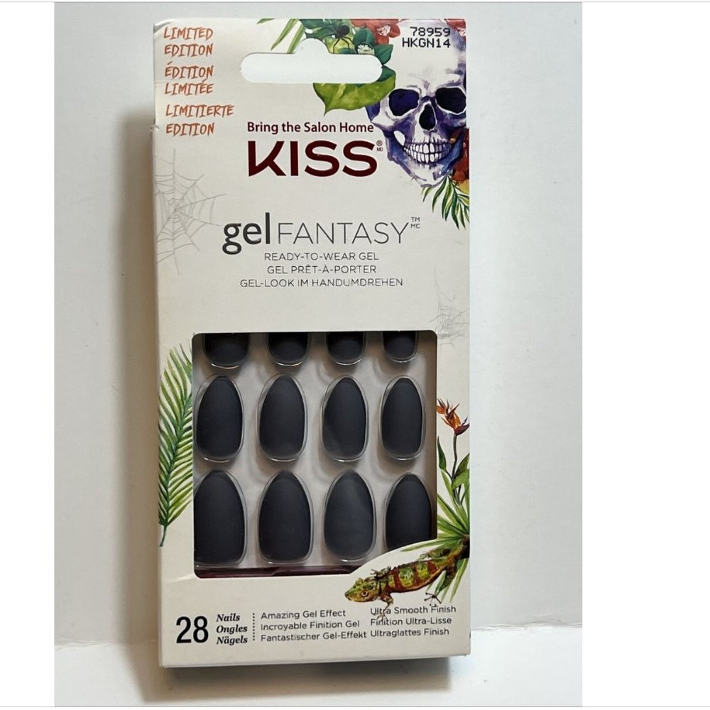 199.  Kiss Limited Edition Gel Fantasy Nails - Gray Matte, Almond Shape - 78959